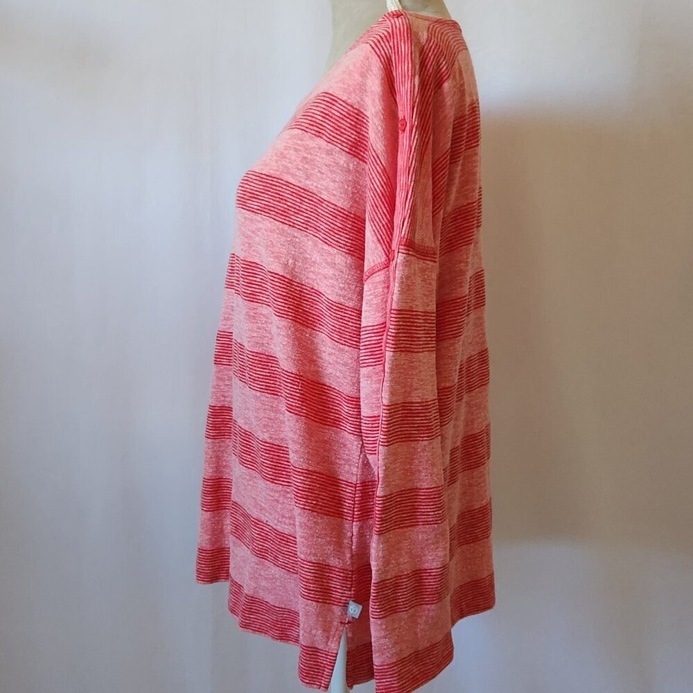T By Talbots Woman's Size XL Heather Pink & Red Striped Long Sleeve Pullover Top - Picture 10 of 15